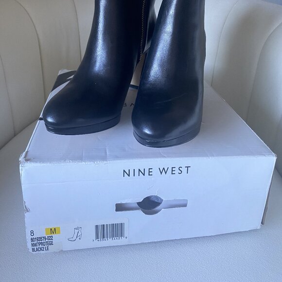 Black Leather Ankle Boots NINE WEST - Picture 12 of 16